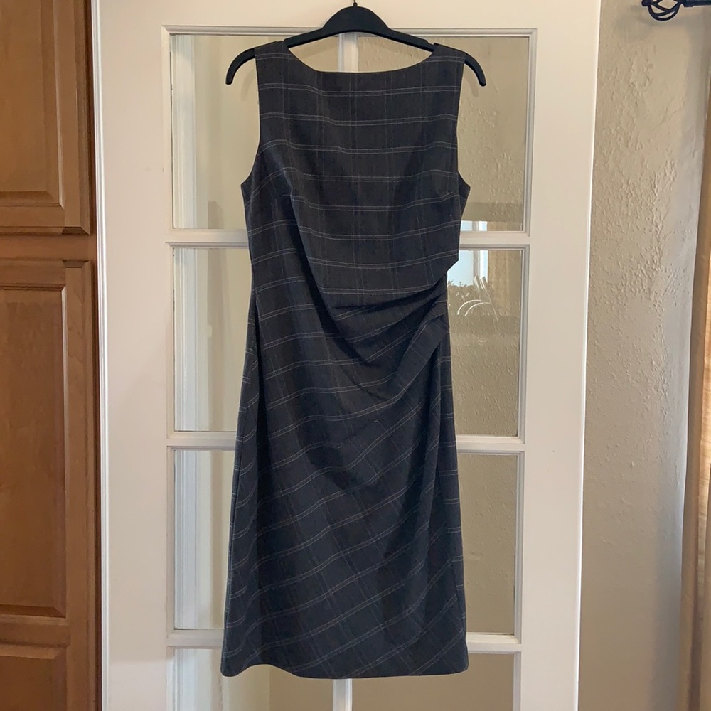 Grey sleeveless dress (office to cocktails)